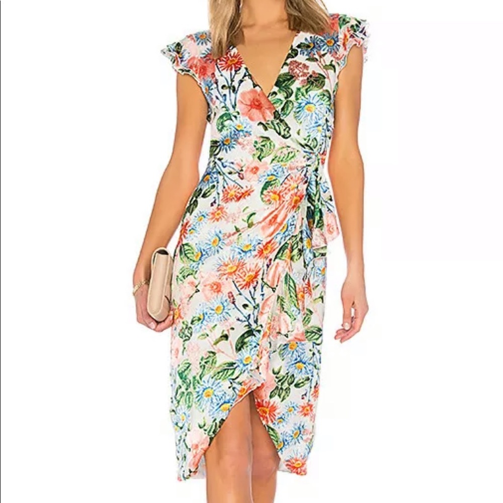 Alice + Olivia Floral Silk Wrap Dress